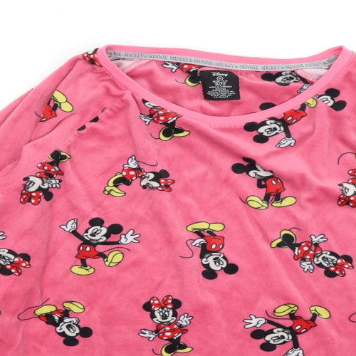 Disney Womens Pink Solid  Top Pyjama Top Size M  - Mickey & Minnie