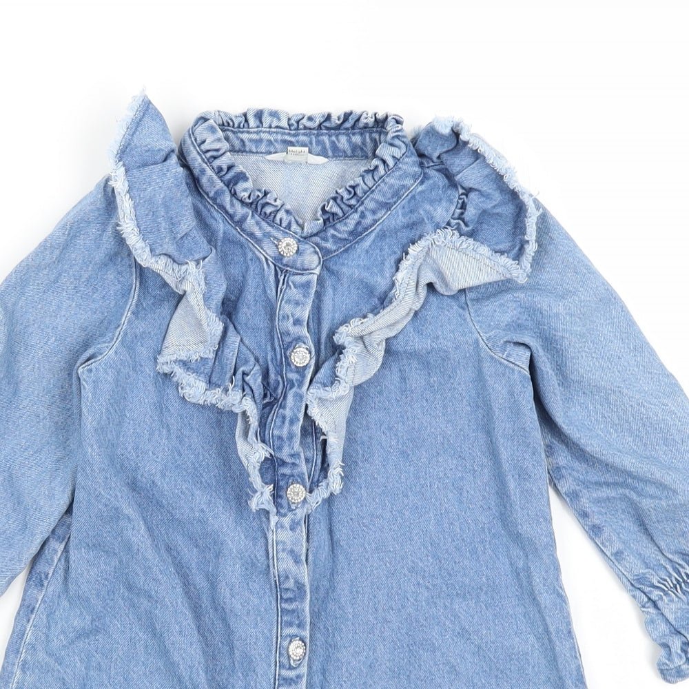 River Island Girls Blue   Shirt Dress  Size 4-5 Years