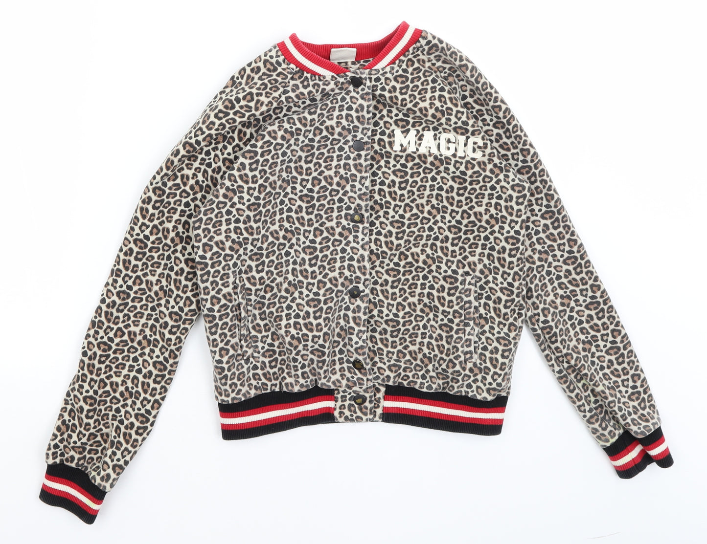 Zara Girls Brown Animal Print  Cardigan Jumper Size 11-12 Years