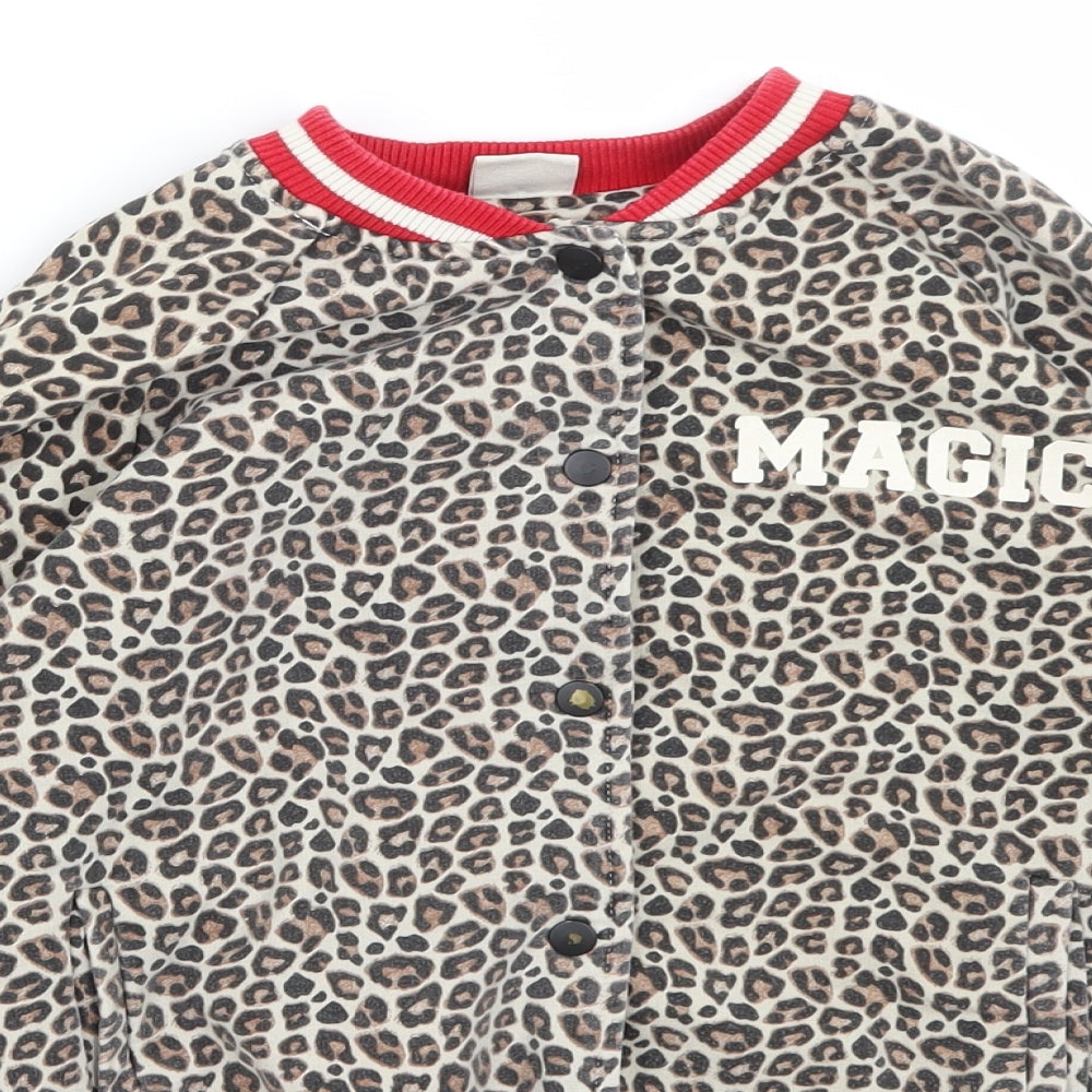 Zara Girls Brown Animal Print  Cardigan Jumper Size 11-12 Years