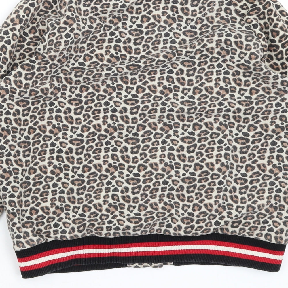 Zara Girls Brown Animal Print  Cardigan Jumper Size 11-12 Years