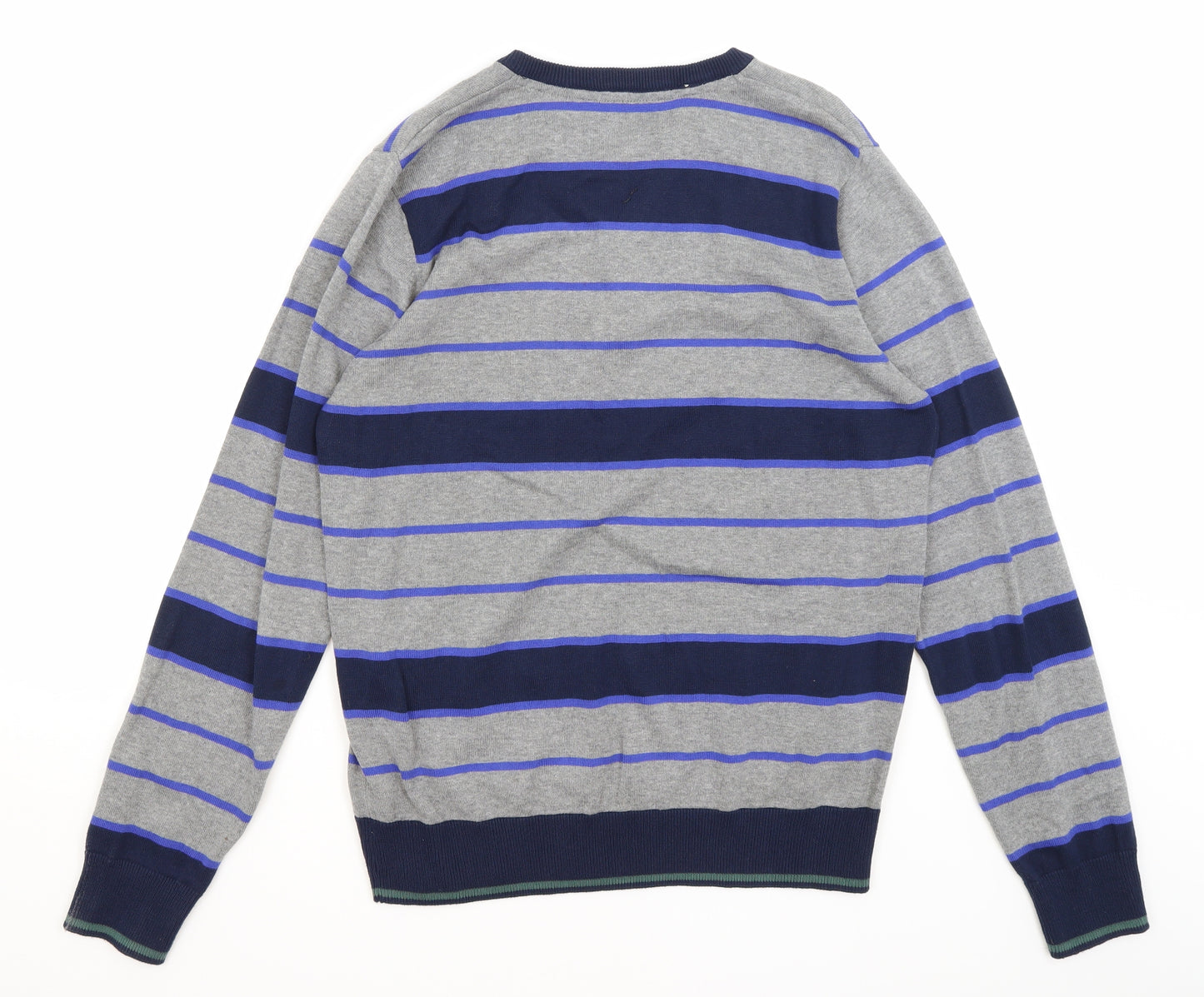 Dissident Mens Grey Striped  Pullover Jumper Size M