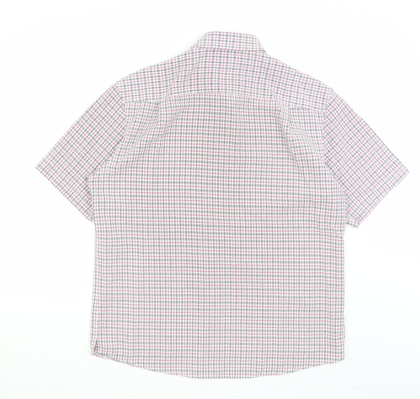 M&S Mens Pink Check   Button-Up Size L