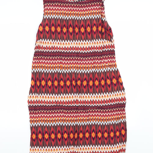 Preworn Womens Red Geometric  Pencil Dress  Size M