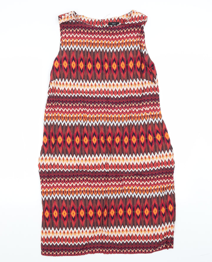Preworn Womens Red Geometric Pencil Dress Size M