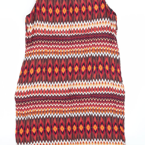 Preworn Womens Red Geometric  Pencil Dress  Size M