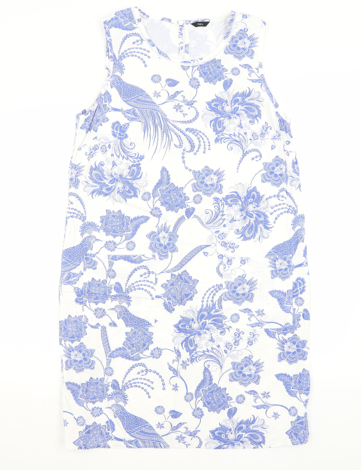 M&Co Womens White Floral  A-Line  Size M