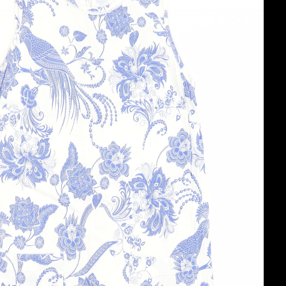 M&Co Womens White Floral  A-Line  Size M