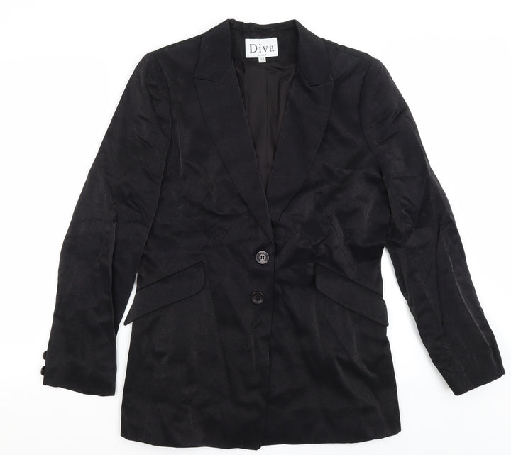Diva Womens Black Jacket Blazer Size 14