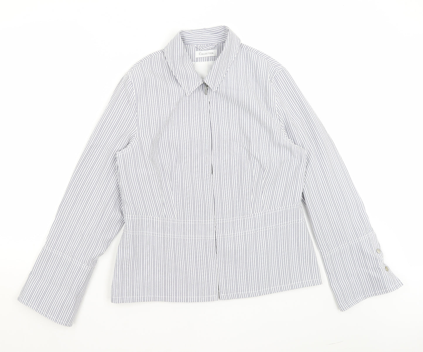 Collection Womens Blue Striped  Jacket Blazer Size 14