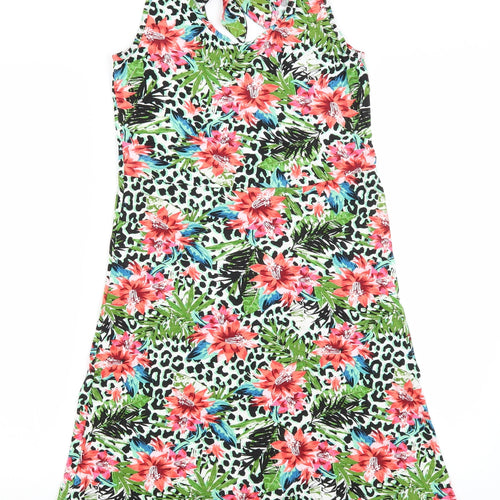 George Womens Green Animal Print  T-Shirt Dress  Size XS