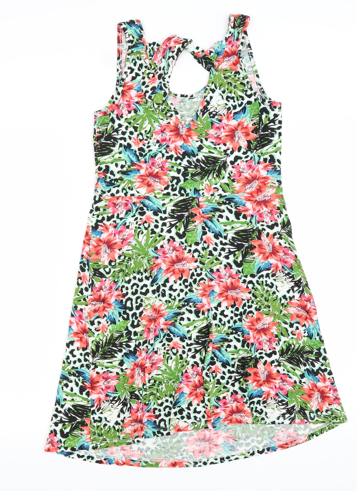 George Womens Green Animal Print  T-Shirt Dress  Size XS