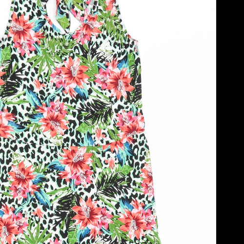 George Womens Green Animal Print  T-Shirt Dress  Size XS