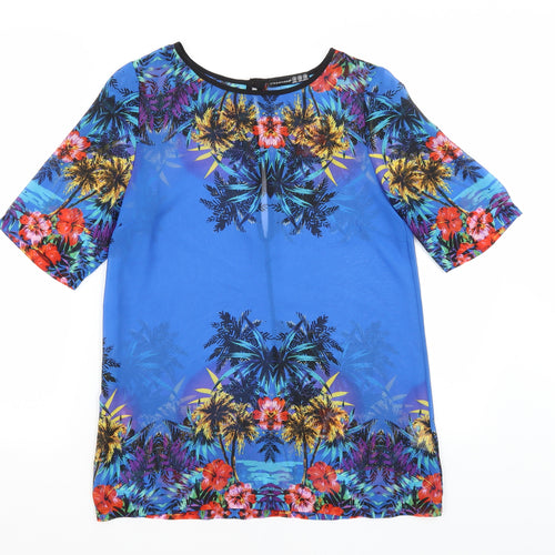Atmosphere Womens Blue Floral  Basic Blouse Size 10