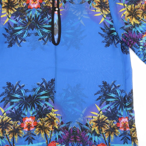 Atmosphere Womens Blue Floral  Basic Blouse Size 10