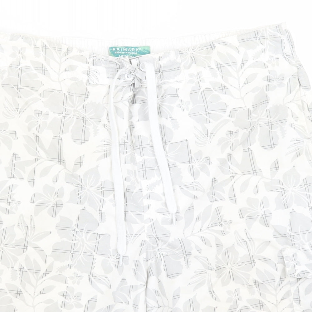 Primark Mens White Floral  Athletic Shorts Size M