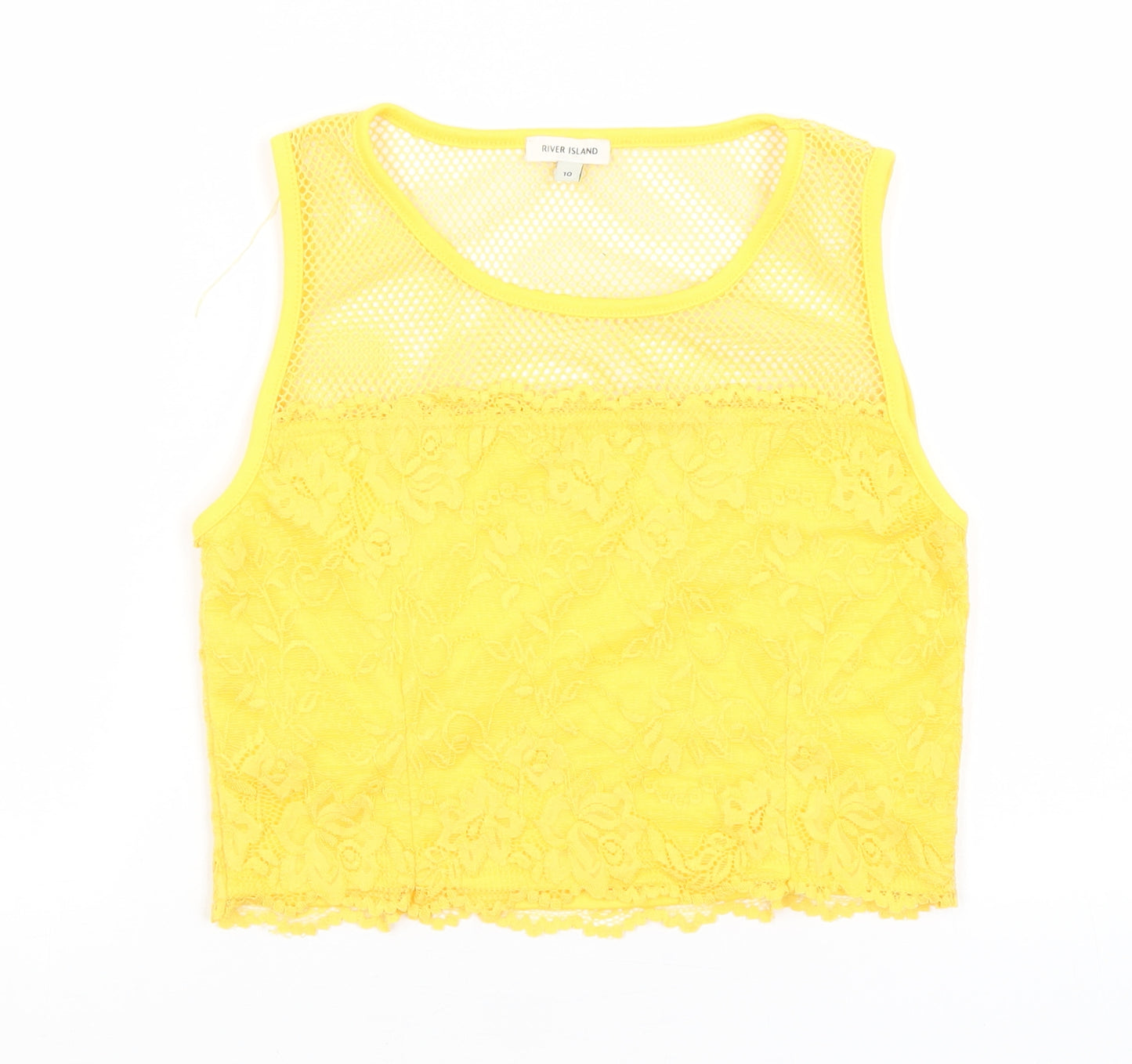 River Island Womens Yellow   Cropped Tank Size 10
