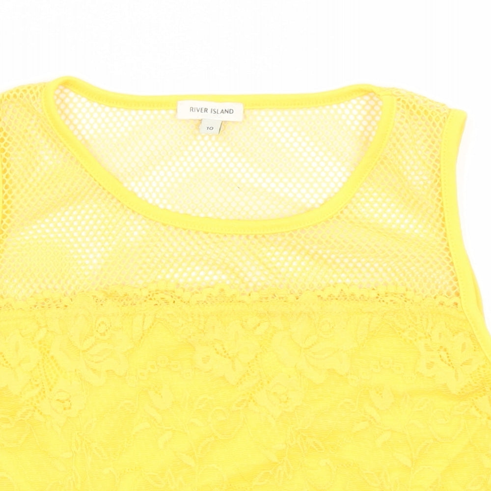 River Island Womens Yellow   Cropped Tank Size 10