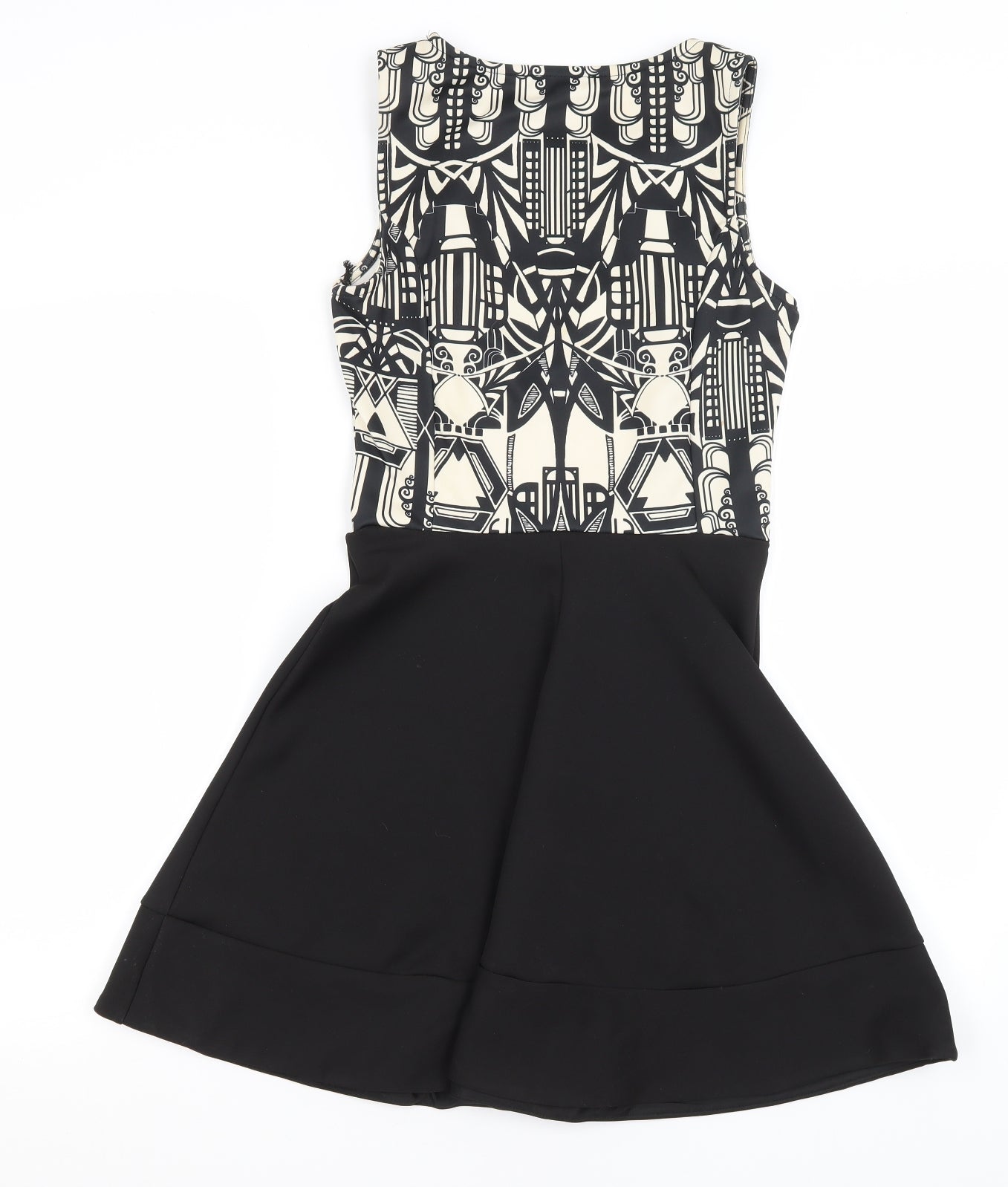 Miss Selfridge Womens Black Geometric  Mini  Size 10