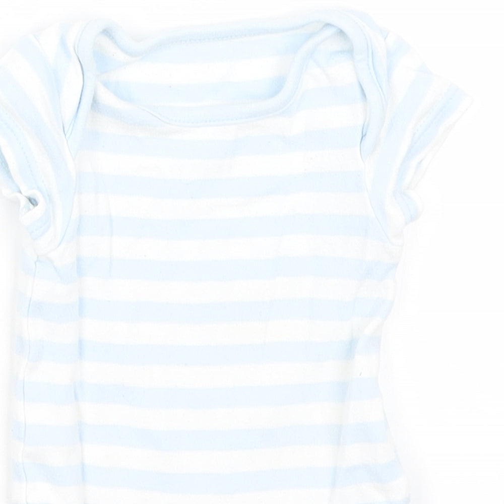 M&S Baby Blue Striped  Romper One-Piece Size 0-3 Months