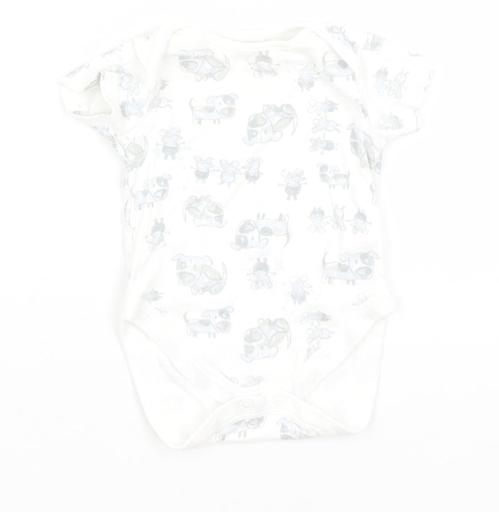 NEXT Baby White Romper One-Piece Size 0-3 Months - Dogs & Mice