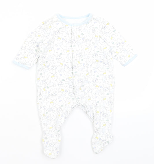 M&S Baby White   Babygrow One-Piece Size 0-3 Months  - Animals