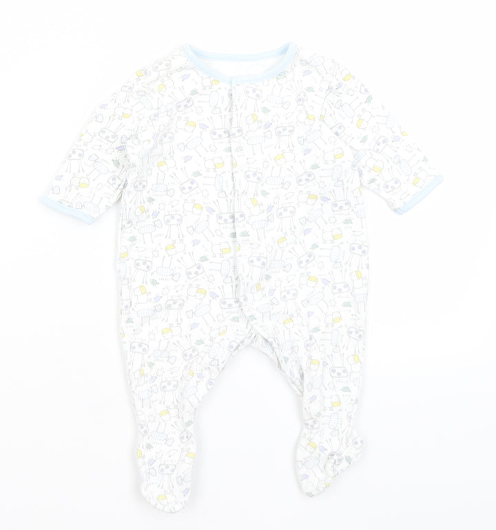 M&S Baby White   Babygrow One-Piece Size 0-3 Months  - Animals