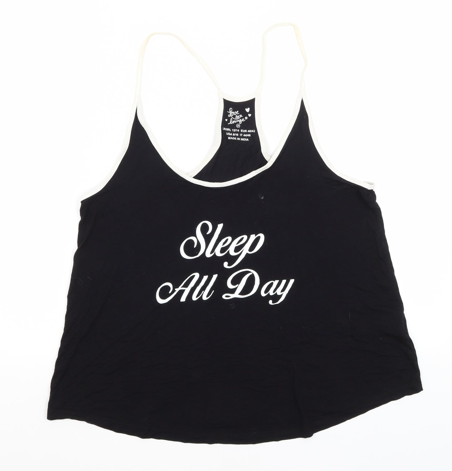 Love to Lounge Womens Black Solid  Top Pyjama Top Size M  - Sleep All Day