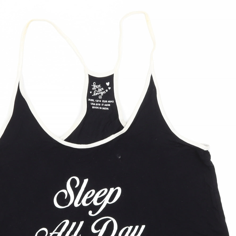 Love to Lounge Womens Black Solid  Top Pyjama Top Size M  - Sleep All Day