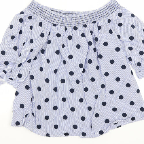 TU Womens Blue Polka Dot  Basic Blouse Size 8