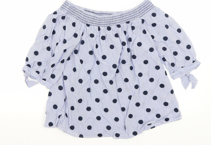 TU Womens Blue Polka Dot  Basic Blouse Size 8
