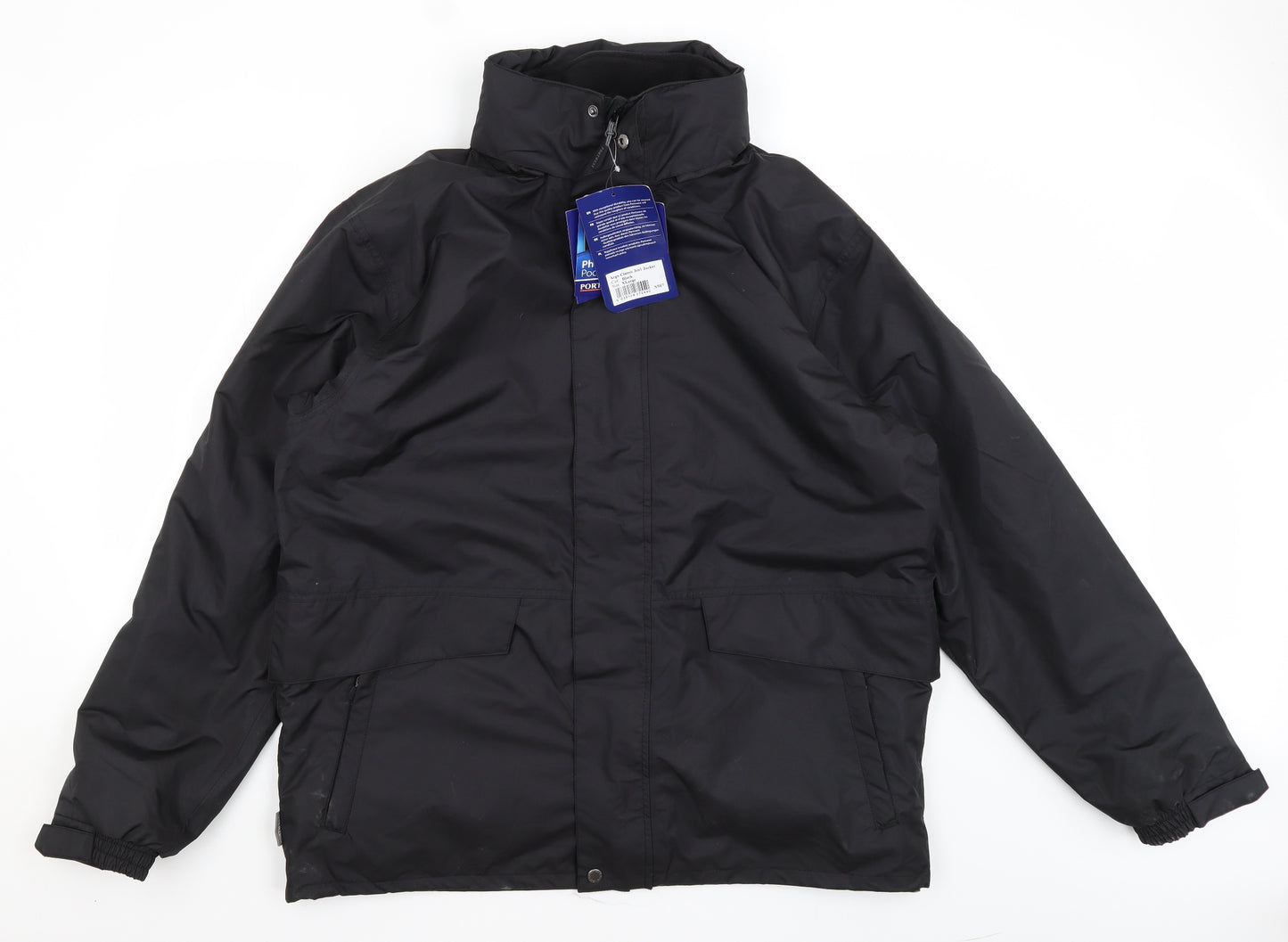 Portwest Mens Black   Rain Coat Coat Size XL