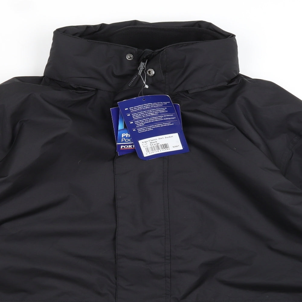 Portwest Mens Black   Rain Coat Coat Size XL
