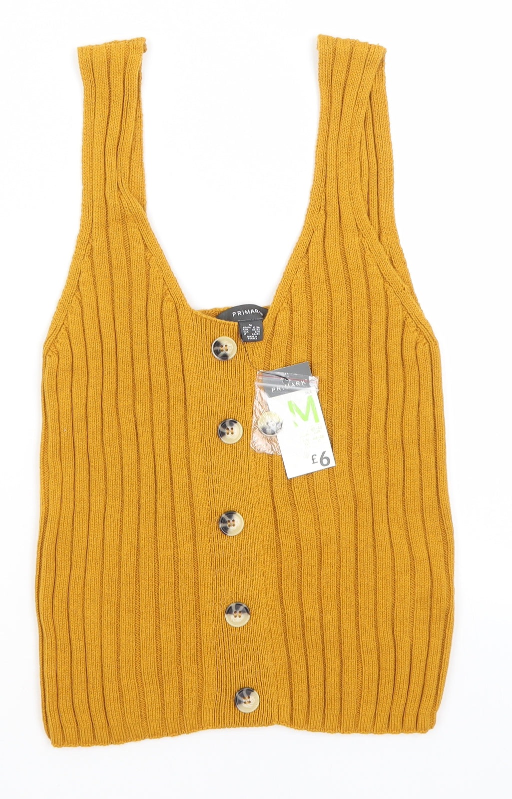 Primark Womens Yellow   Basic Tank Size M