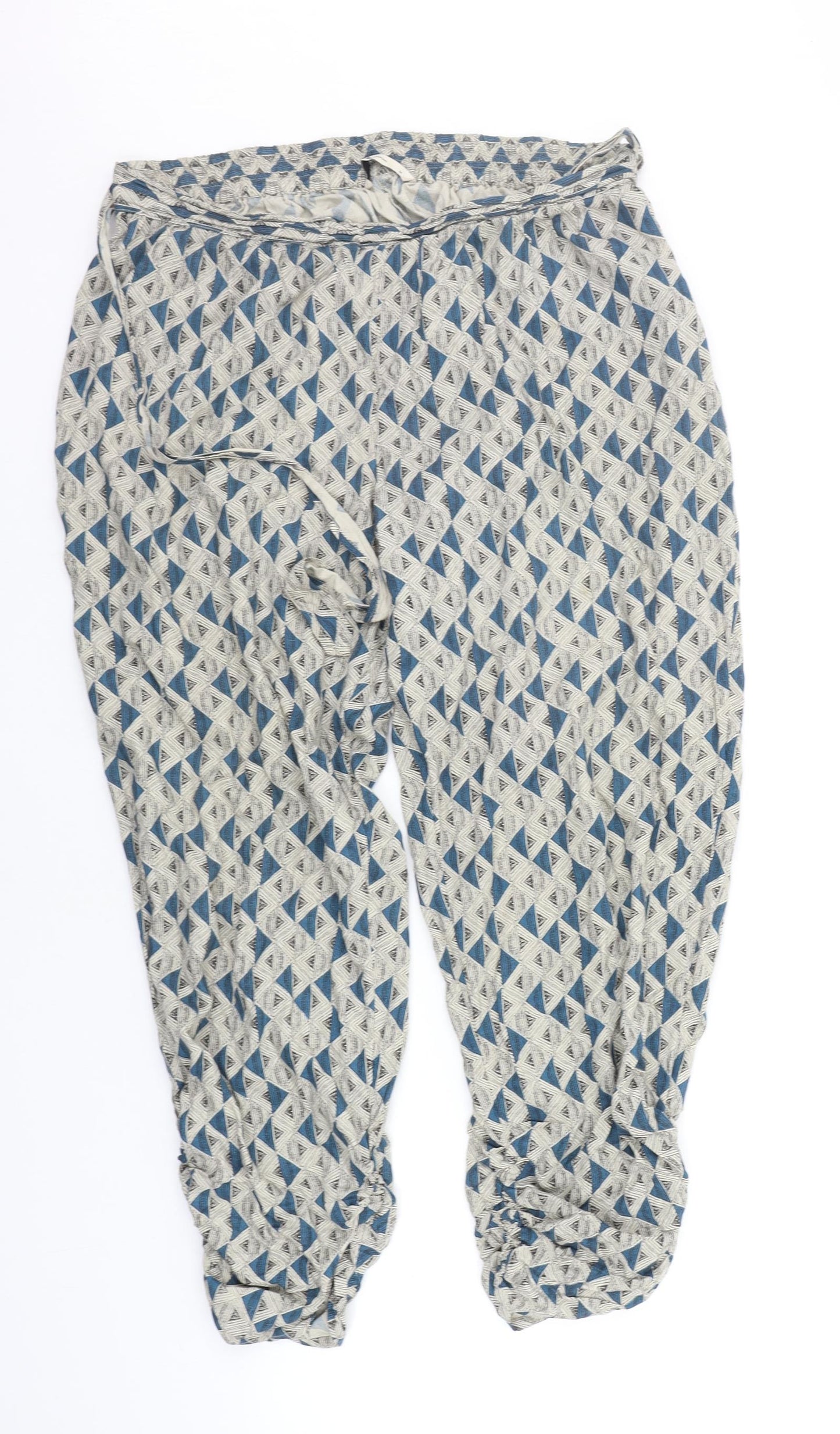 TU Womens Beige Geometric  Jogger Trousers Size 14 L22 in