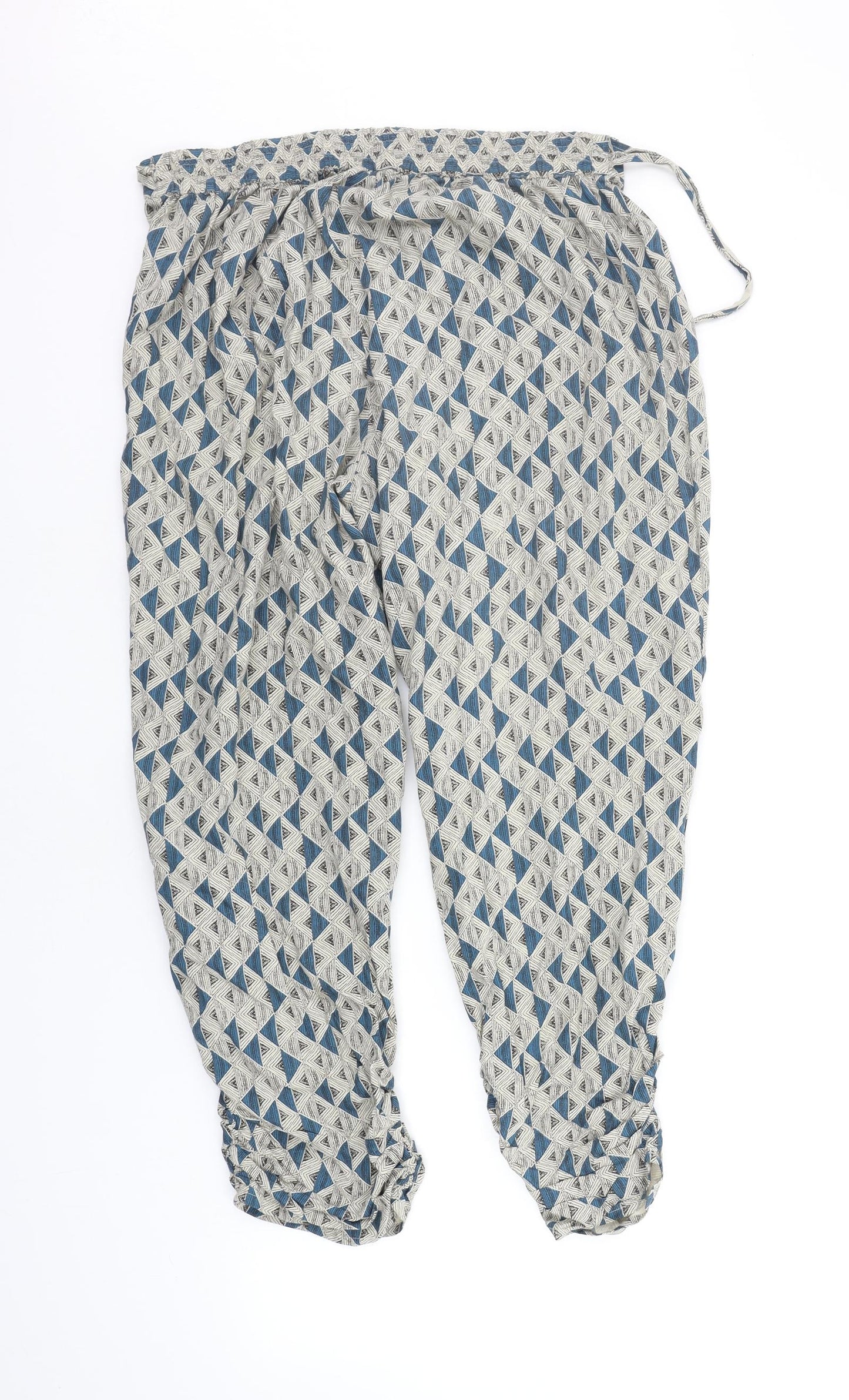 TU Womens Beige Geometric  Jogger Trousers Size 14 L22 in