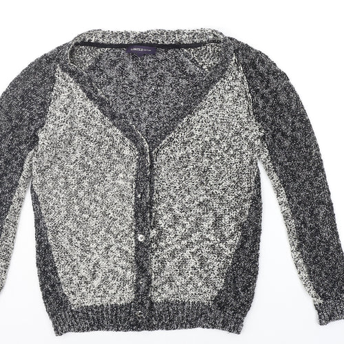 Marks and Spencer Womens Grey Houndstooth  Cardigan Jumper Size 12
