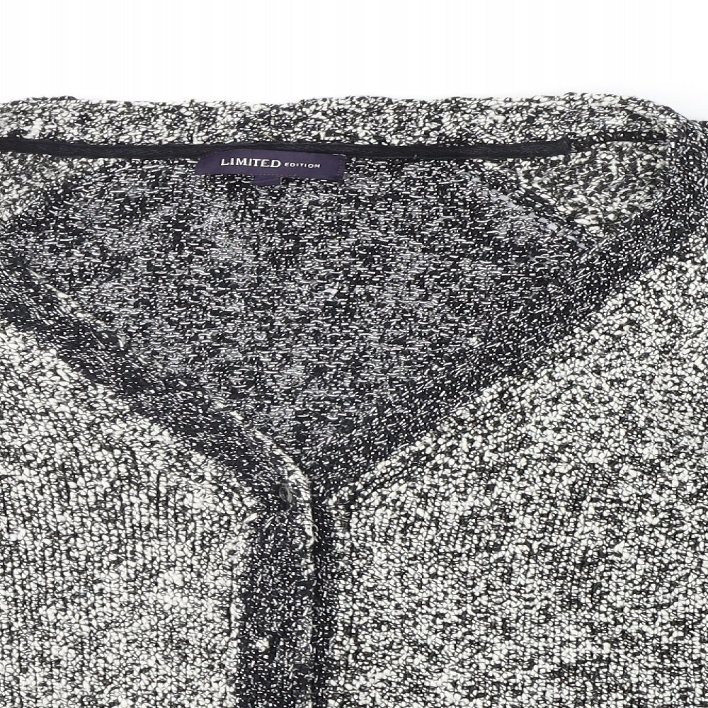 Marks and Spencer Womens Grey Houndstooth  Cardigan Jumper Size 12