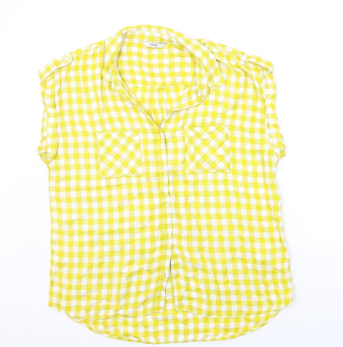 NEXT Womens Yellow Check  Basic Button-Up Size 14