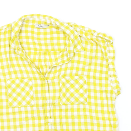 NEXT Womens Yellow Check  Basic Button-Up Size 14