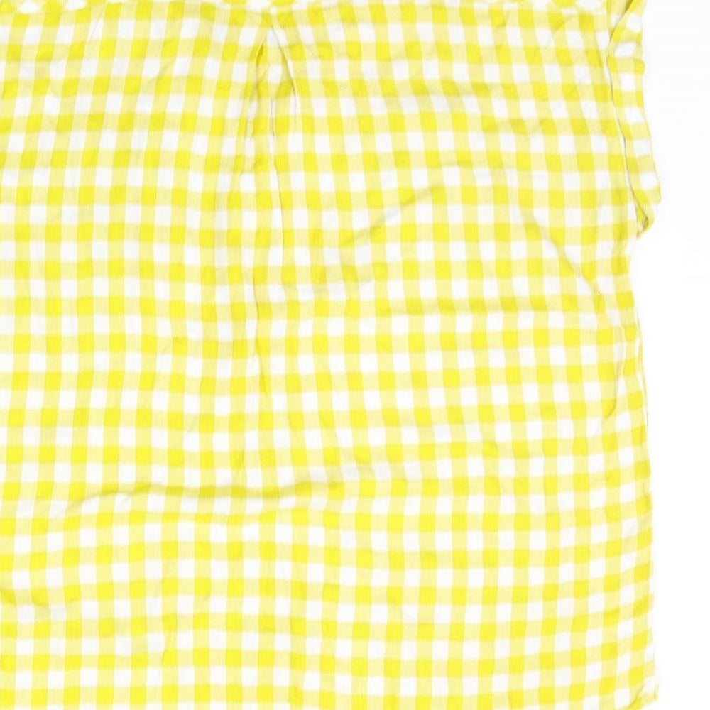 NEXT Womens Yellow Check  Basic Button-Up Size 14