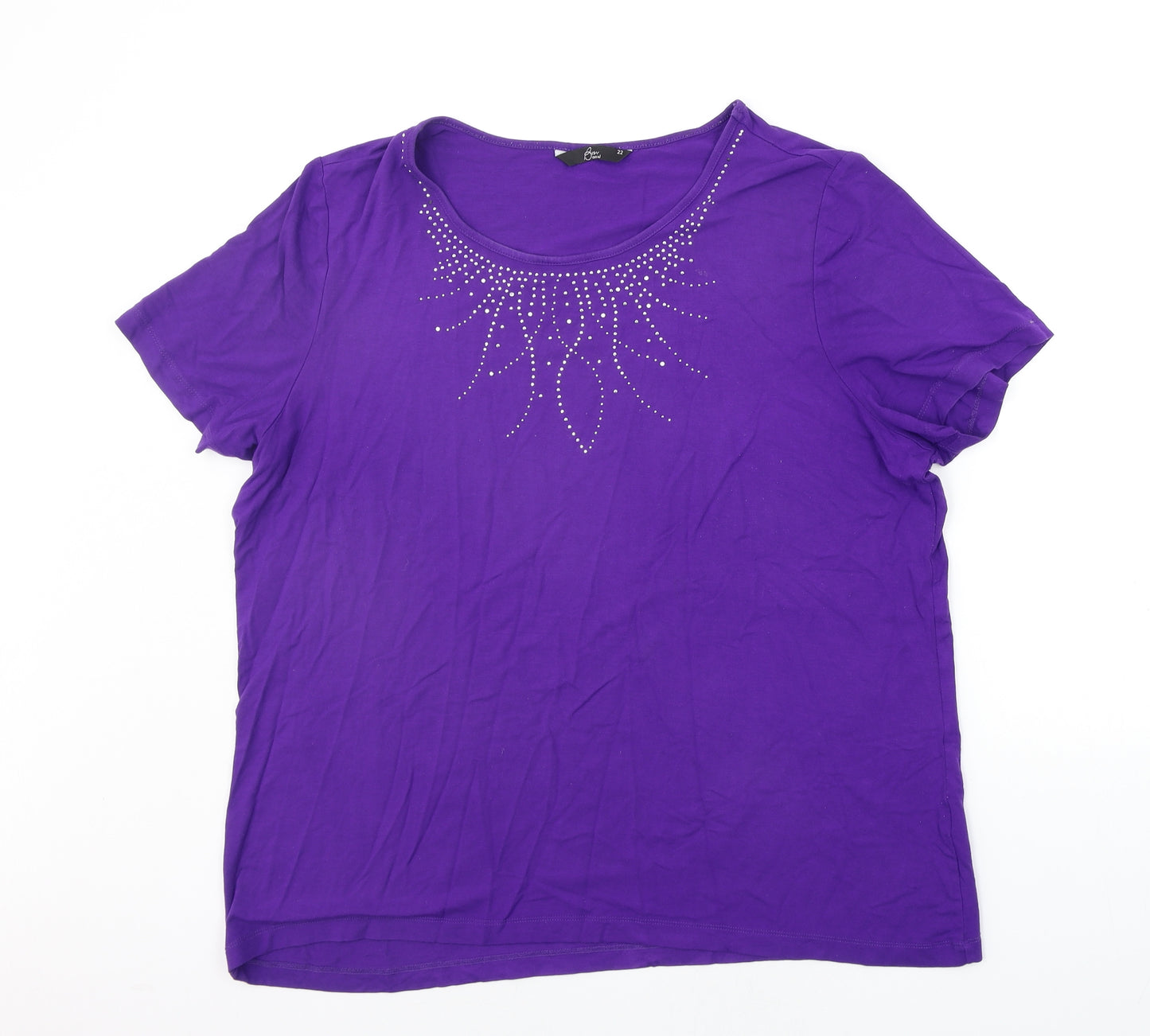 bm Collection Womens Purple   Basic T-Shirt Size 22