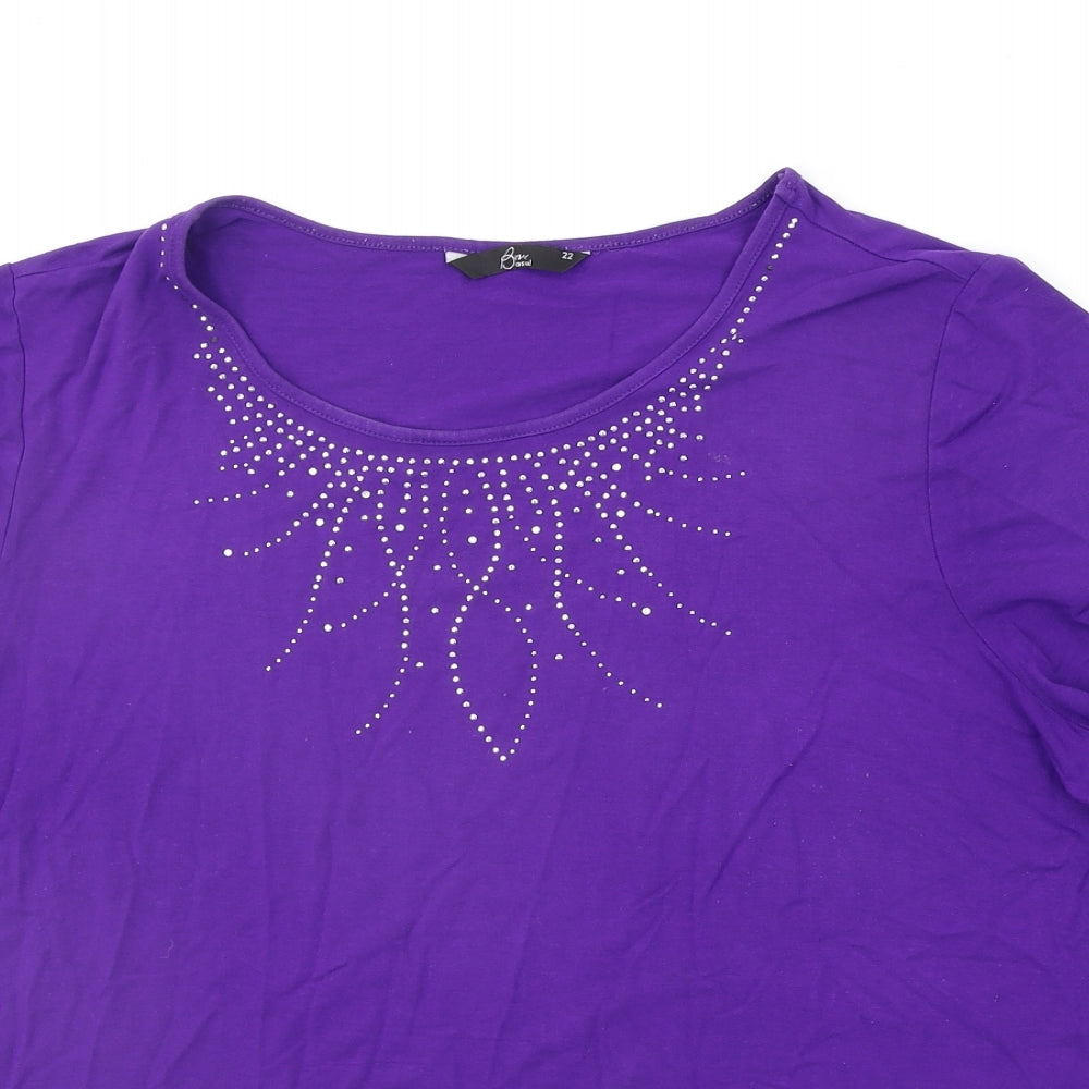 bm Collection Womens Purple   Basic T-Shirt Size 22