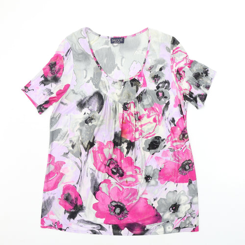 Saloos Womens Pink Floral  Basic T-Shirt Size L