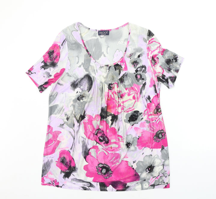 Saloos Womens Pink Floral  Basic T-Shirt Size L