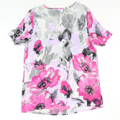 Saloos Womens Pink Floral  Basic T-Shirt Size L