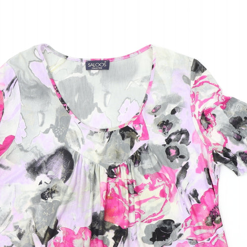 Saloos Womens Pink Floral  Basic T-Shirt Size L