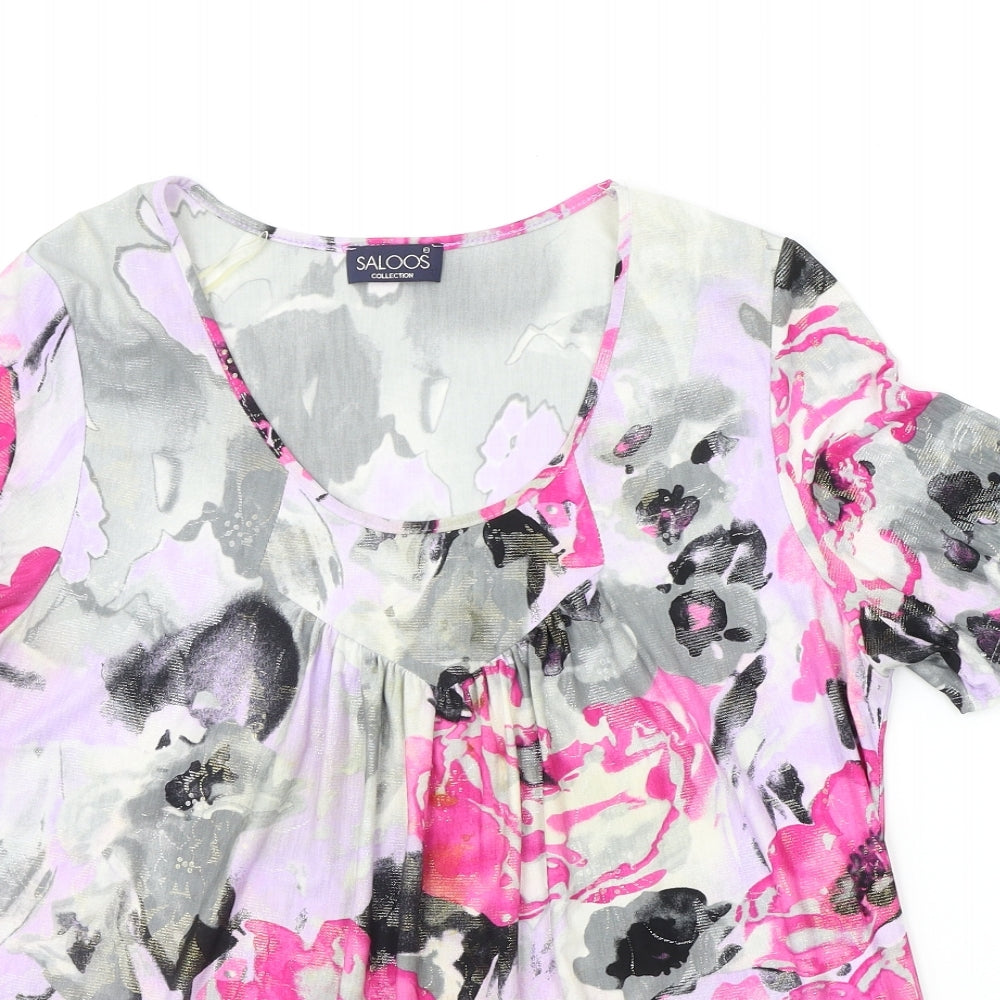 Saloos Womens Pink Floral  Basic T-Shirt Size L