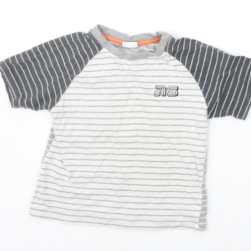ETHAUSTIN Boys Grey Striped  Basic T-Shirt Size 3-4 Years