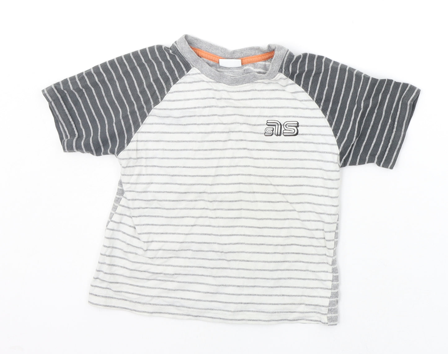 ETHAUSTIN Boys Grey Striped  Basic T-Shirt Size 3-4 Years